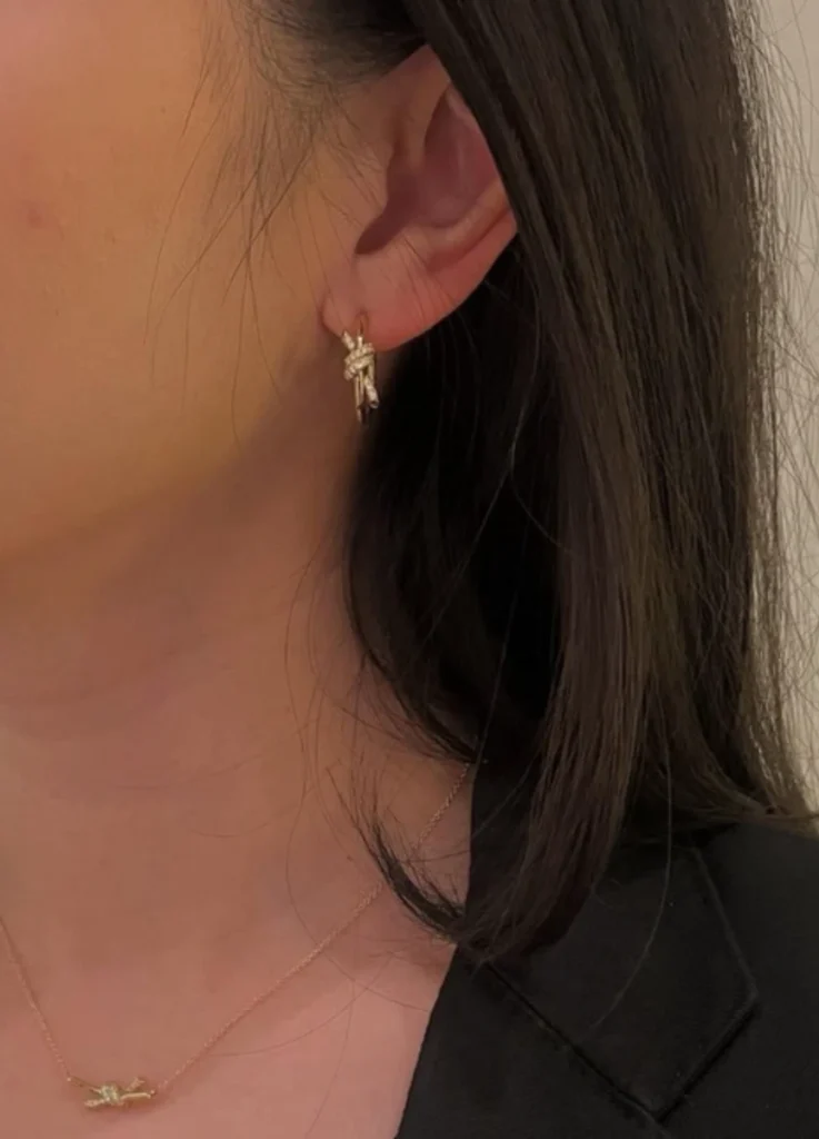 Tiffany Knot Hoop Earrings in Yellow Gold with Diamonds
$7,600
