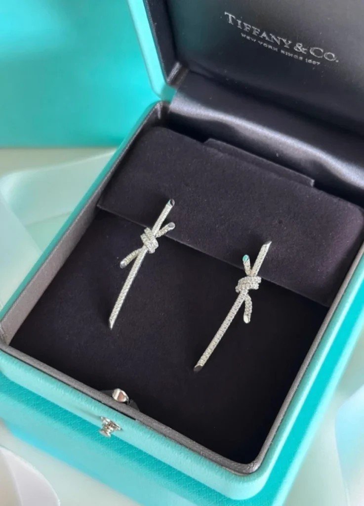 Tiffany Knot Drop Earrings in White Gold with Diamonds
$12,100