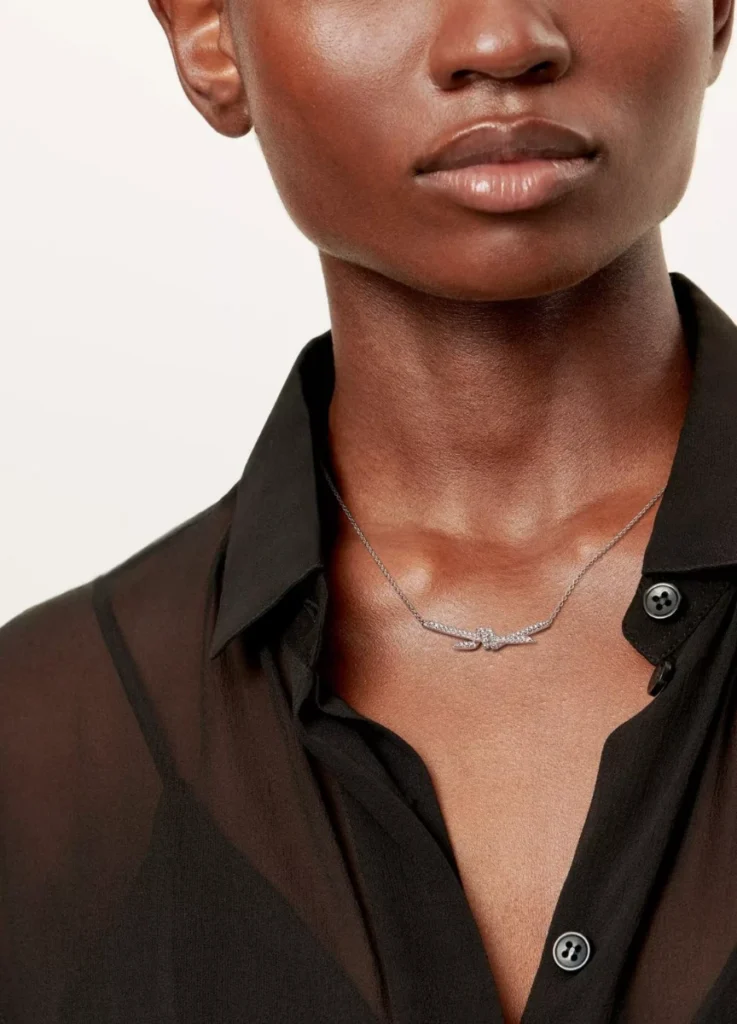 Tiffany Knot Pendant in White Gold with Diamonds
$9,300