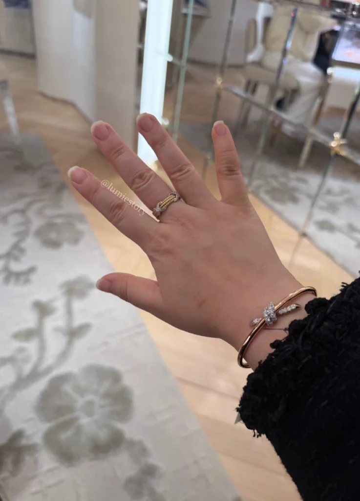 Tiffany Knot Bangle in Rose Gold and Platinum with Diamonds

