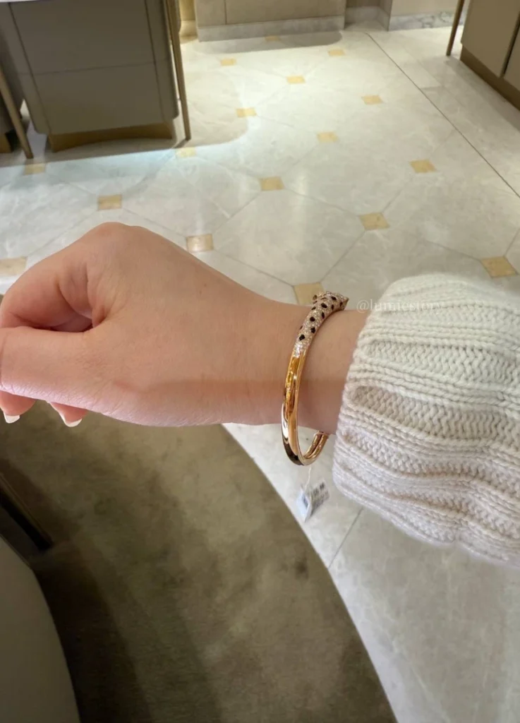 Panthère de Cartier bracelet, small model, half-paved