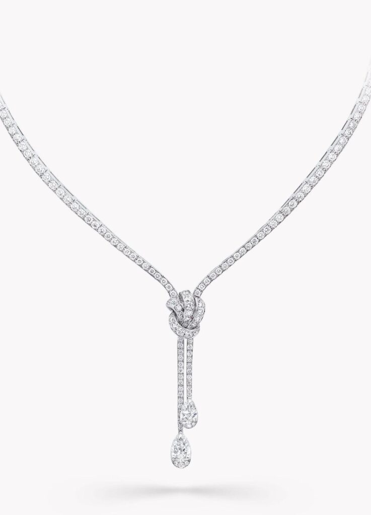 Graff Tilda’s Bow Double Pavé Diamond Drop Necklace