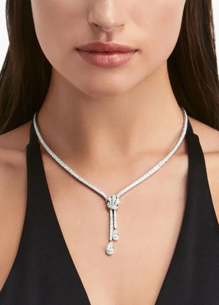 Graff Tilda’s Bow Double Pavé Diamond Drop Necklace
