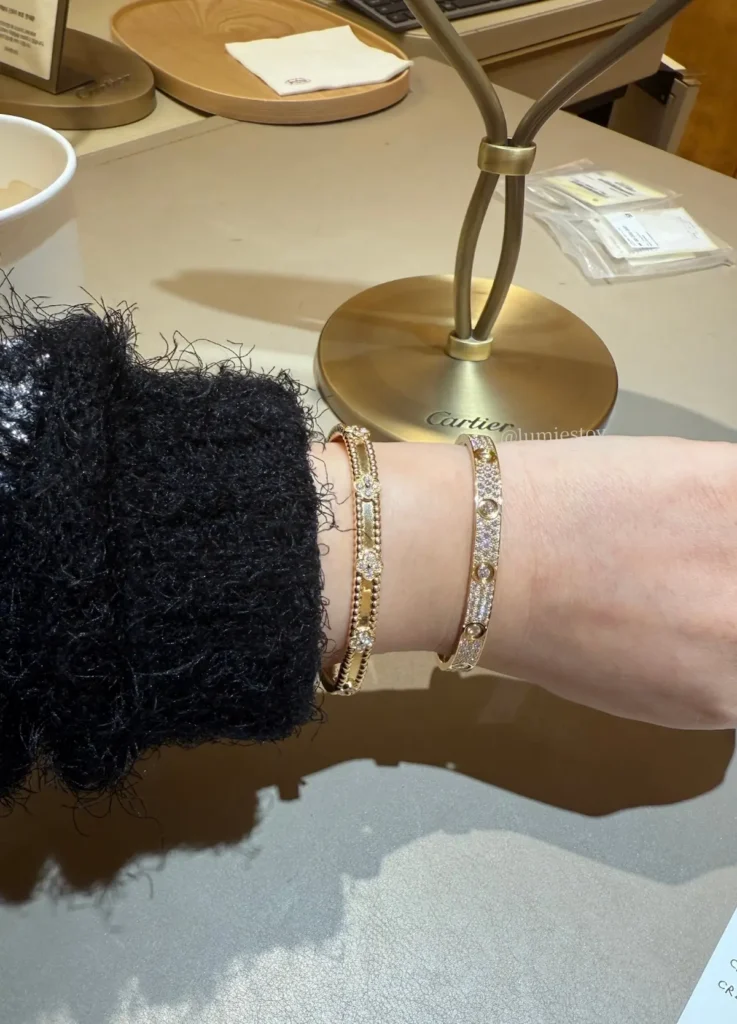 Cartier LOVE bracelet, Classic model, paved, Yellow Gold