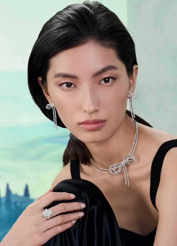 Graff Tilda’s Bow Diamond Double Strand Necklace &  Earrings