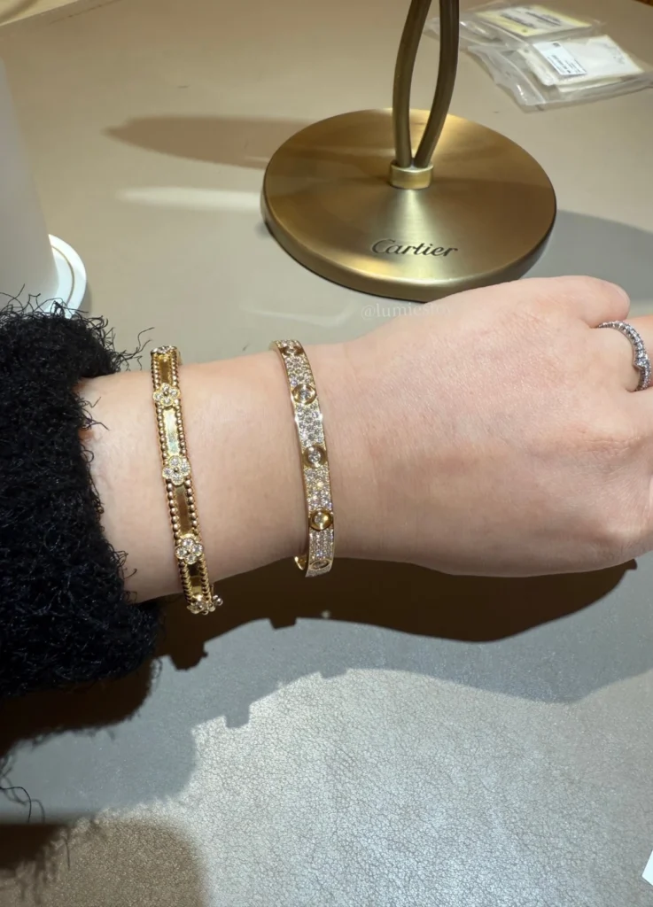 Cartier LOVE bracelet, Classic model, paved, Yellow Gold (wrist - 14cm)