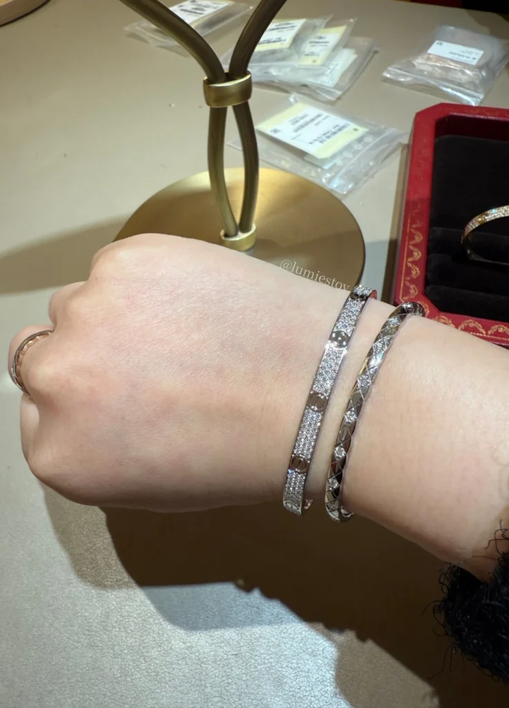 Cartier LOVE bracelet, Medium model, paved, White Gold