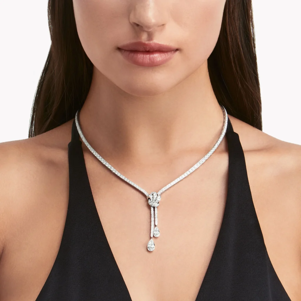 Graff Tilda’s Bow Double Pavé Diamond Drop Necklace
