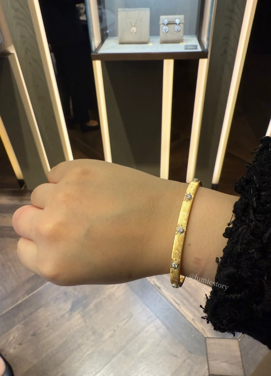 Buccellati MACRI CLASSICA YELLOW AND WHITE GOLD RIGATO BRACELET WITH DIAMONDS