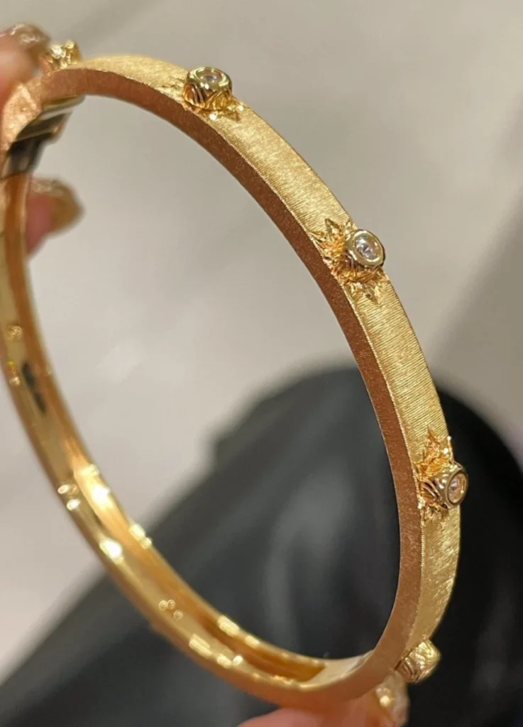 MACRI CLASSICA YELLOW AND WHITE GOLD RIGATO BRACELET WITH DIAMONDS ($14,000.00)