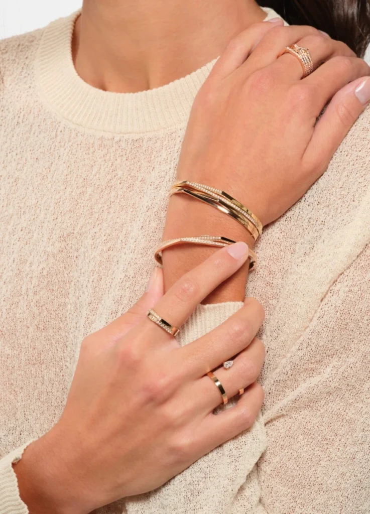 Repossi Antifer Pave Rings and Bracelets (Pink Gold)
