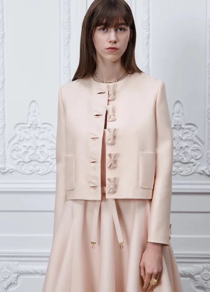 Dior Fall 2026 Pink Bow Jacket front detail