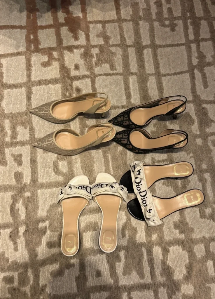Dior shoe collection — slingbacks and logo mules