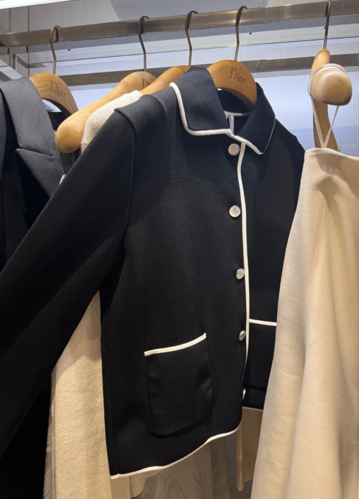 Black Two-Tone Trimmed Jacket with white piping detail