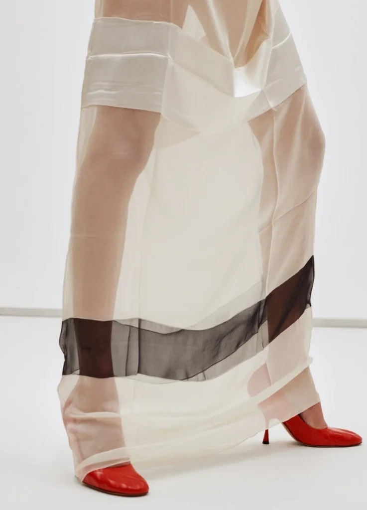 Phoebe Philo Collection E — slip dress and trouser study, photographed by Alasdair McLellan